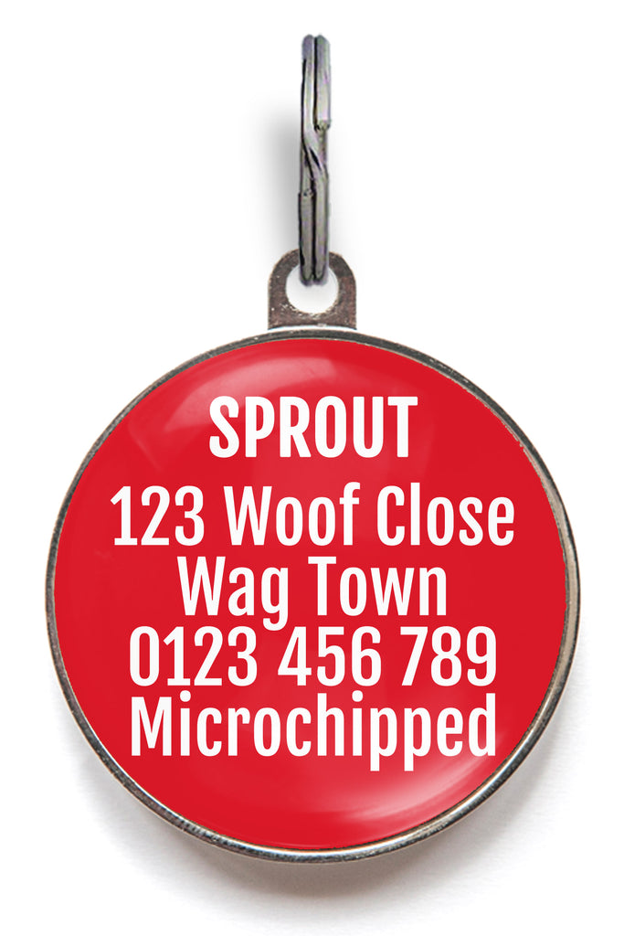 Back of microchipped - info on back pet tag