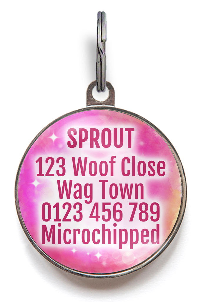 Rosey Galaxy Dog Tag Back - Can be personalised with up to 5 lines of text on the back 