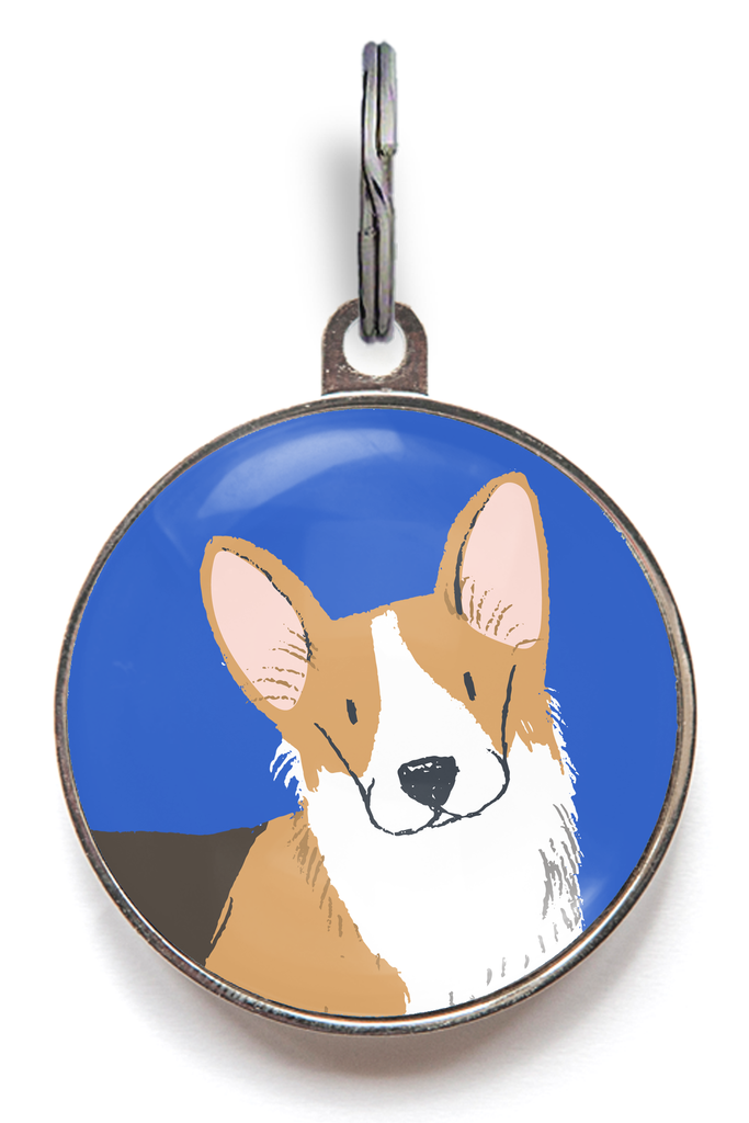 Corgi Dog ID Tag - Sable And White Corgi