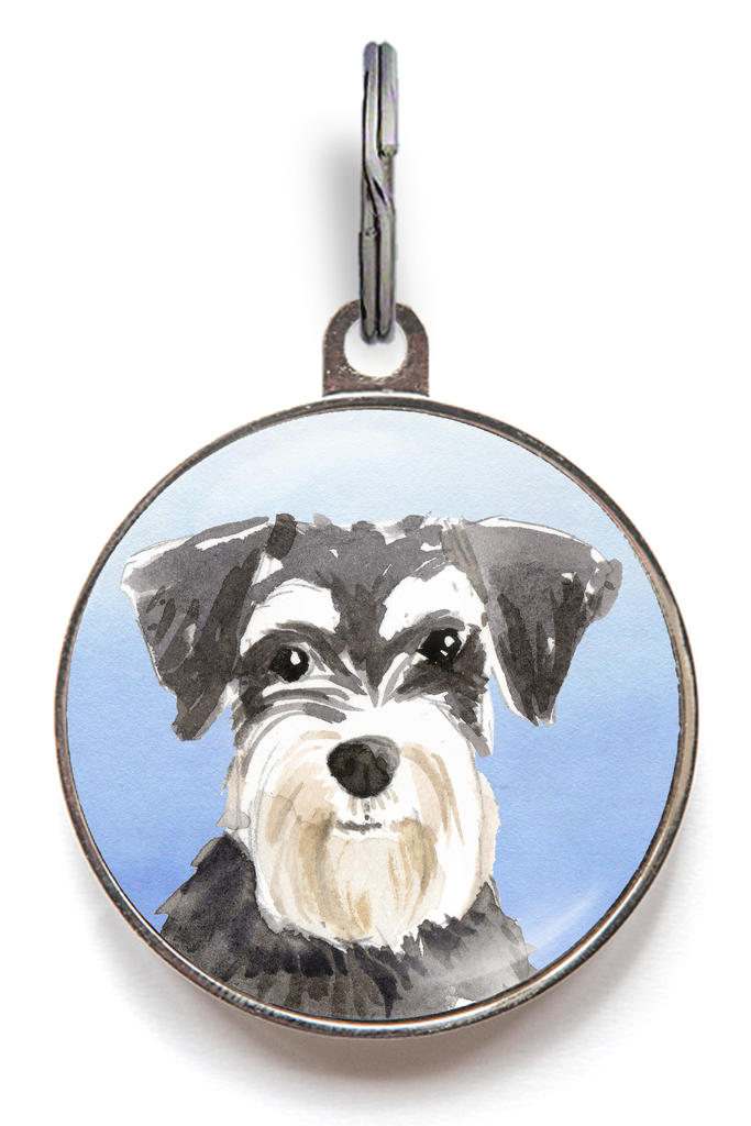 Schnauzer Dog Tag - Blue