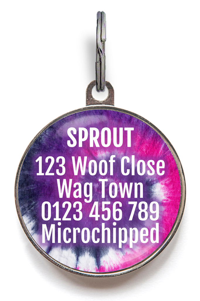 Purple & Pink Tie Dye Dog Tag