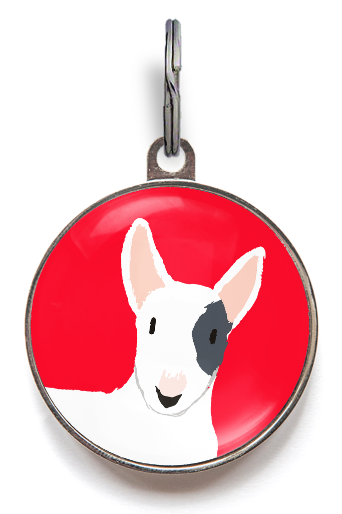 Bull Terrier Dog ID Tag - White With Black Spot Bull Terrier