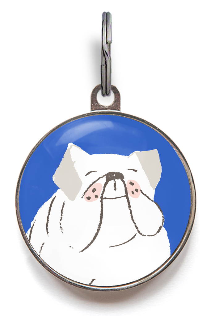 White Bulldog Dog ID Tag