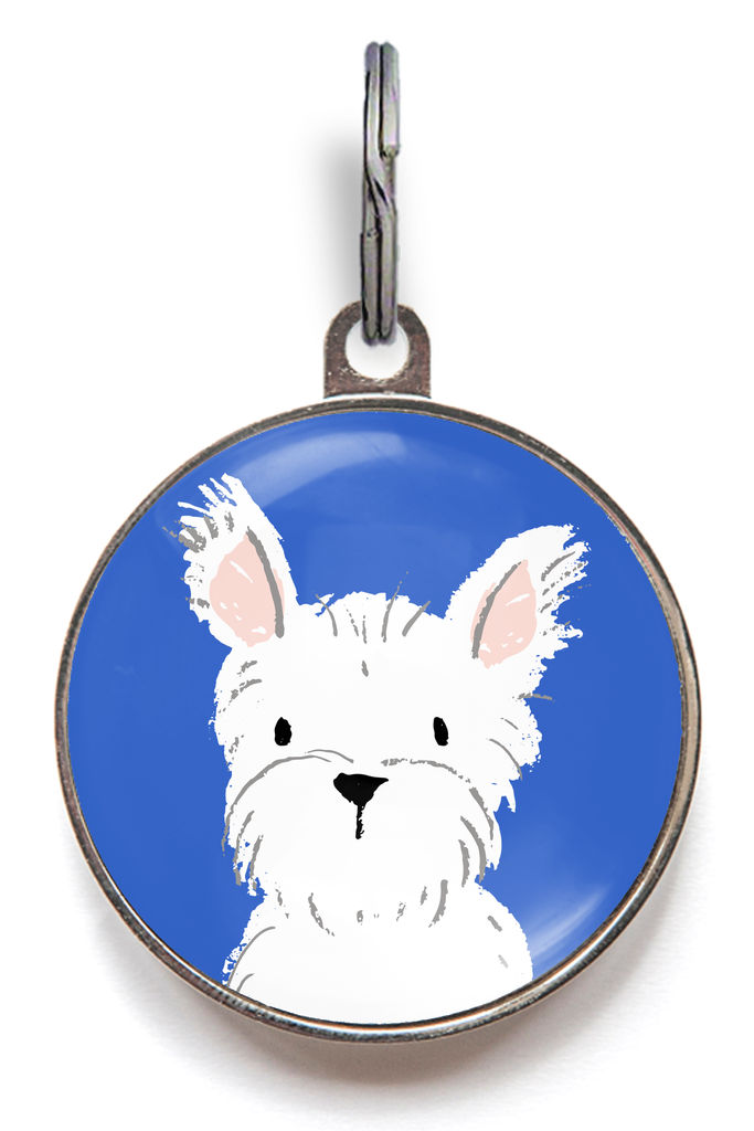 White Terrier Dog ID Tag