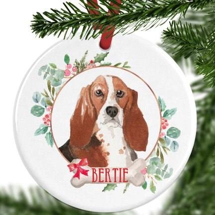 Basset Hound Personalised Christmas Ornament