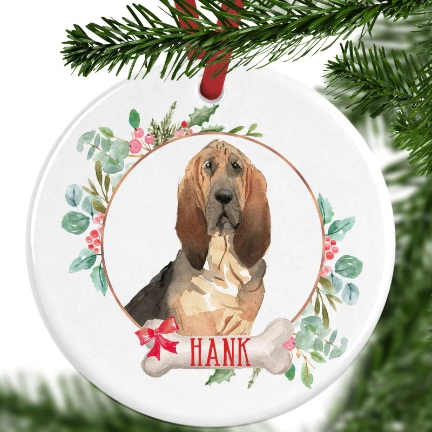 Bloodhound Personalised Christmas Ornament