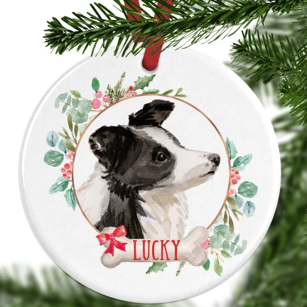 Border Collie Personalised Christmas Ornament