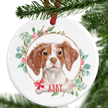 Brittany Spaniel Personalised Christmas Ornament