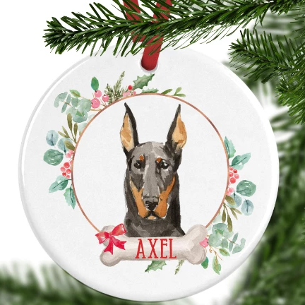 Doberman Personalised Christmas Ornament
