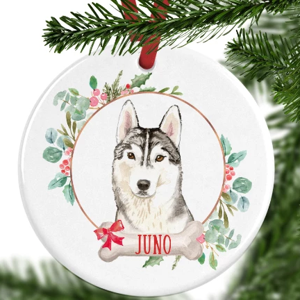 Husky Personalised Christmas Ornament