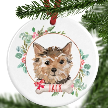 Norfolk Terrier Personalised Christmas Ornament