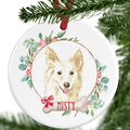 White Collie Personalised Christmas Ornament