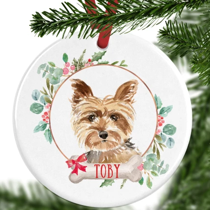 Yorkshire Terrier Personalised Christmas Ornament