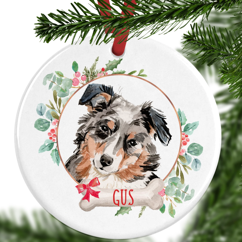 Australian Shepherd Personalised Christmas Ornament