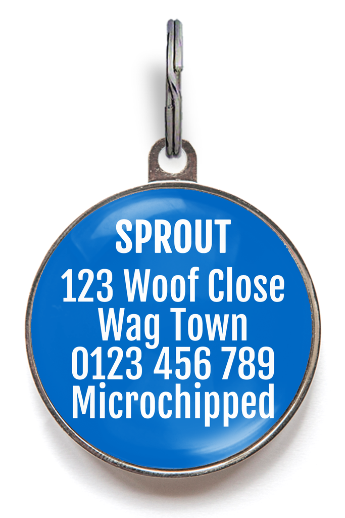 Personalised back of blue and red Addison's Disease dog tag