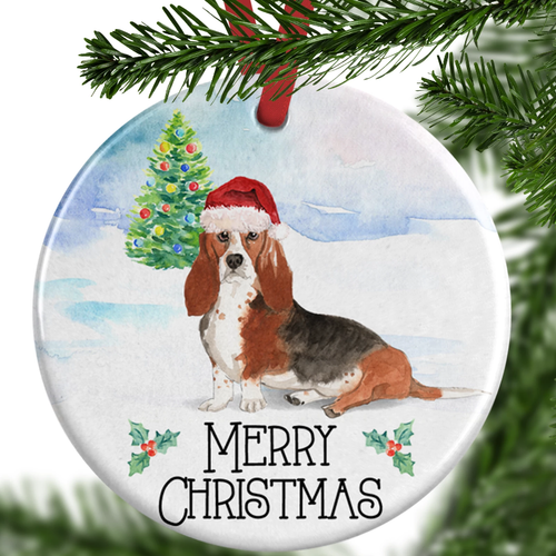 Bassett Hound Christmas Ornament