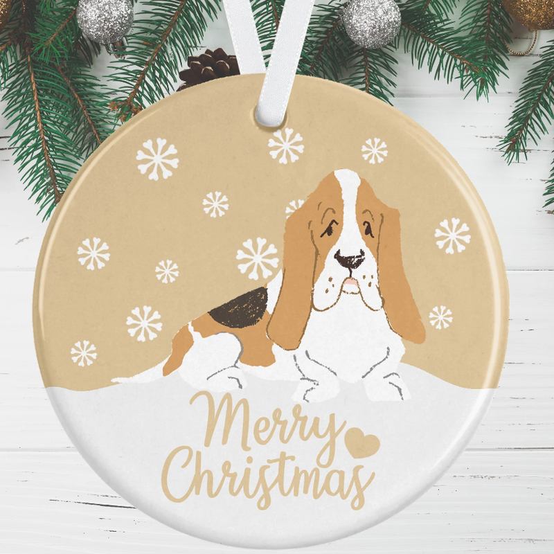Basset Hound Christmas Decoration - Gold
