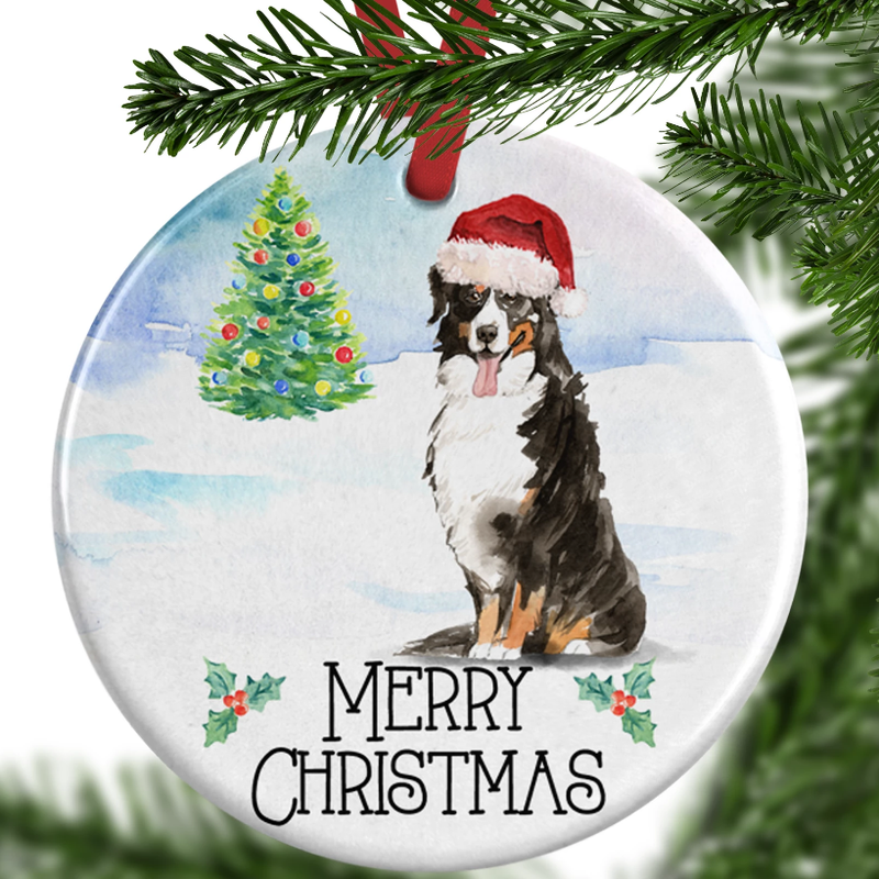 bernese mountain dog christmas ornament