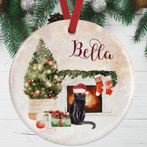 Black Bombay Cat Christmas Decoration