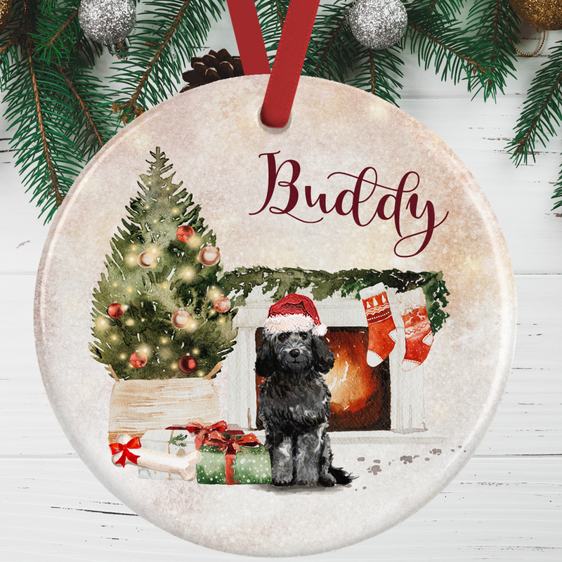 Black Cockapoo Christmas Ornament