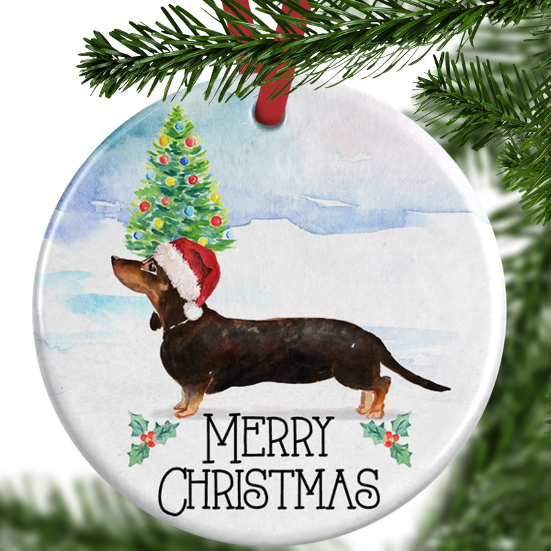 Black & Tan Dachshund Christmas Ornament
