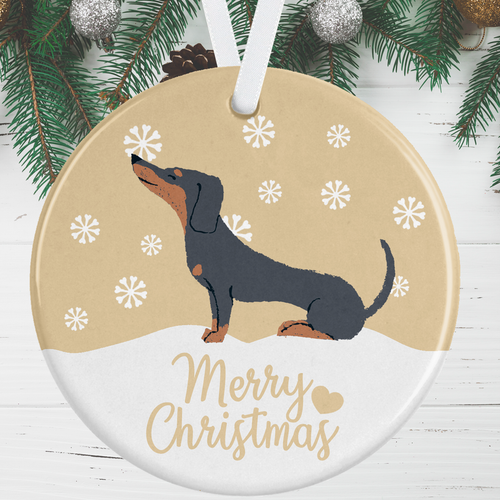 Black Dachshund Christmas Ornament