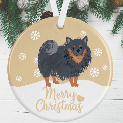Pomeranian Christmas Ornament Black And Tan