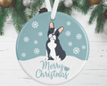 Blue Boston Terrier Christmas Ornament
