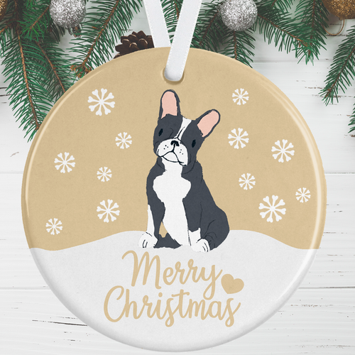 Black Boston Terrier Christmas Ornament