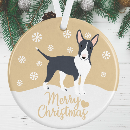 Black And White Bull Terrier Christmas Decoration - Gold