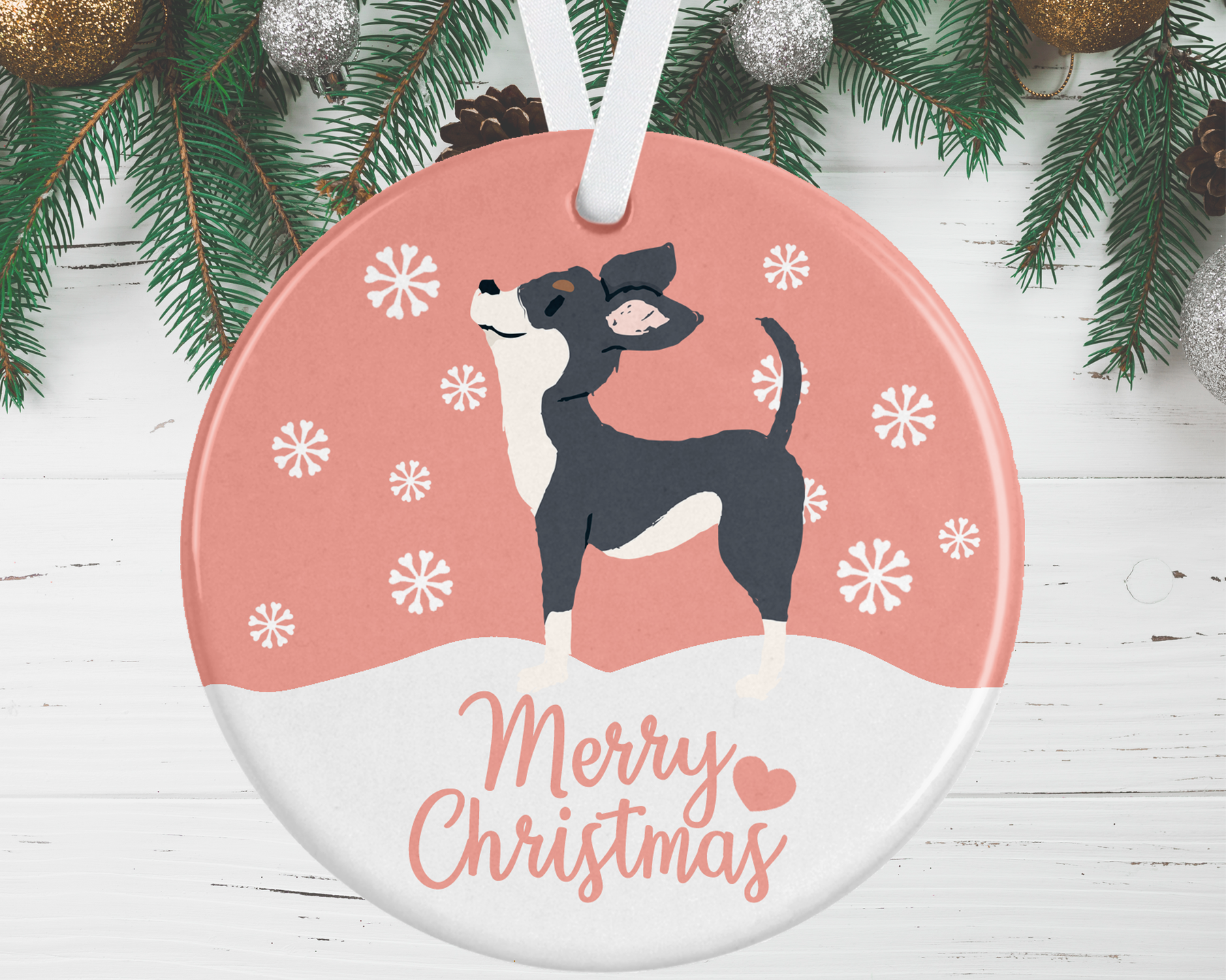 Black and online white dog ornament