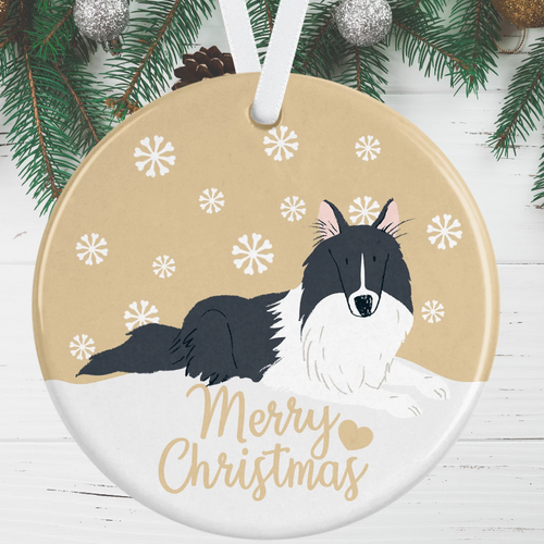 Black & White Collie Christmas Decoration