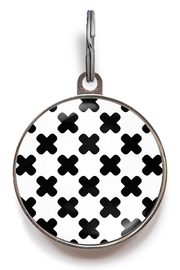 Criss Cross in Black and White pet ID Tag