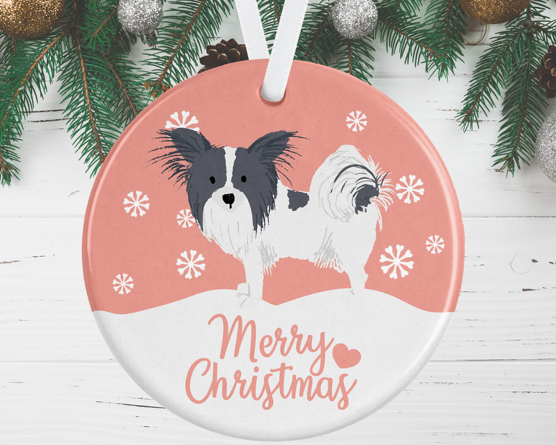 Black and white dog ornament best sale