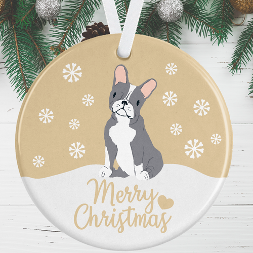 Blue Boston Terrier Christmas Ornament