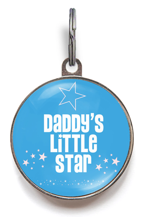 Daddy's Little Star Pet Tag - Blue