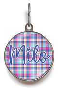 Blue, Orange and Purple Plaid Pet Tag