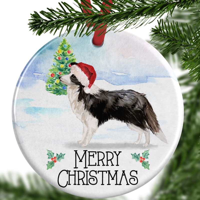 border collie christmas ornament