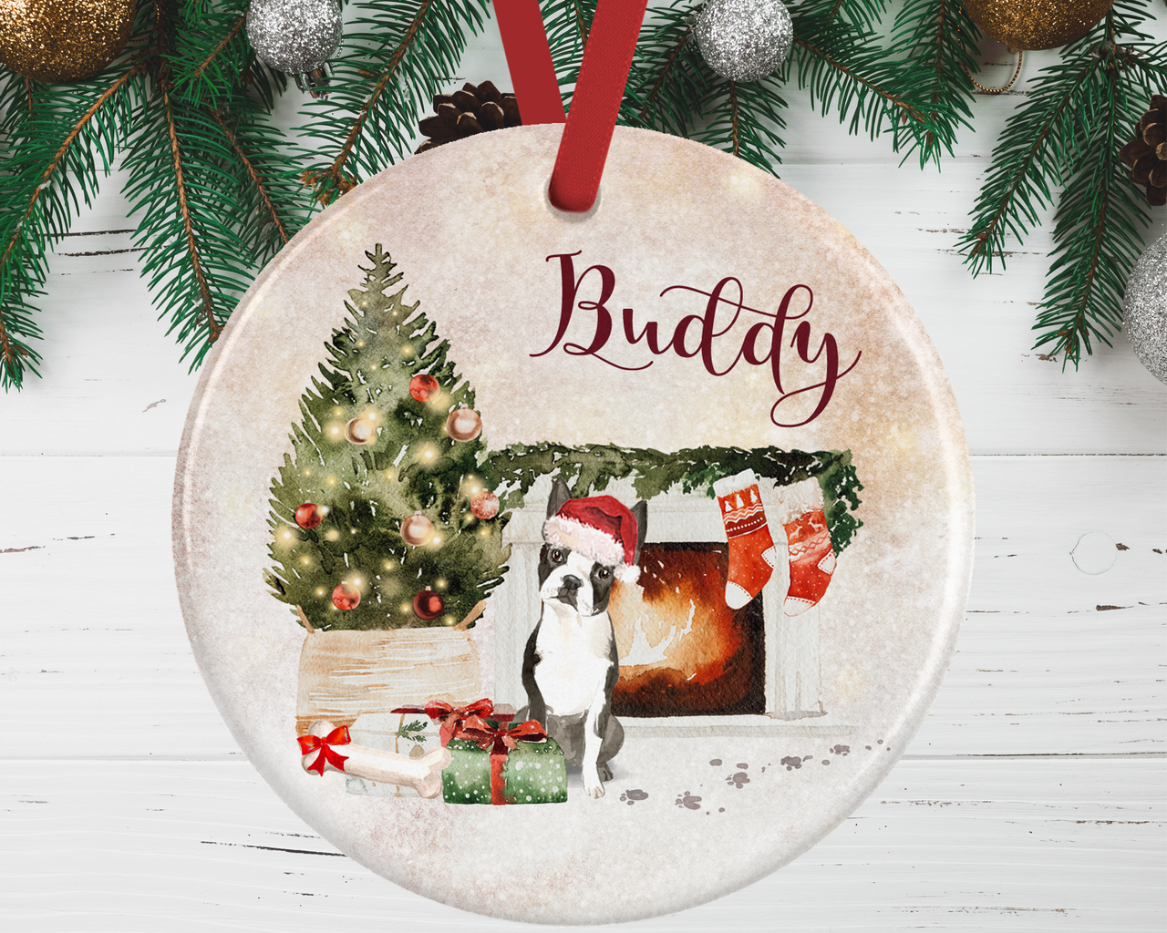 Boston Terrier Christmas Decoration
