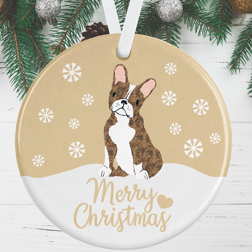 Brindle Boston Terrier Christmas Ornament