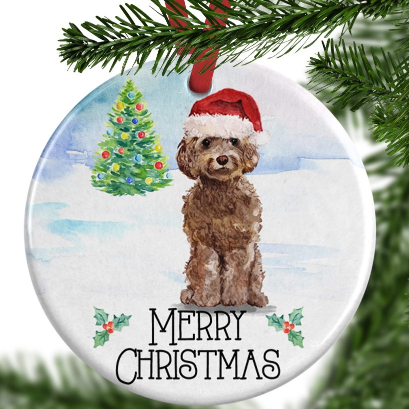 Brown Cockapoo Christmas Ornament