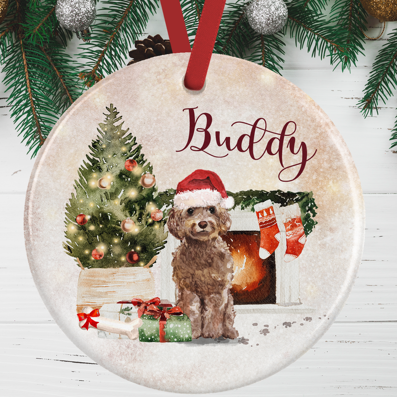 Brown Cockapoo Christmas Decoration