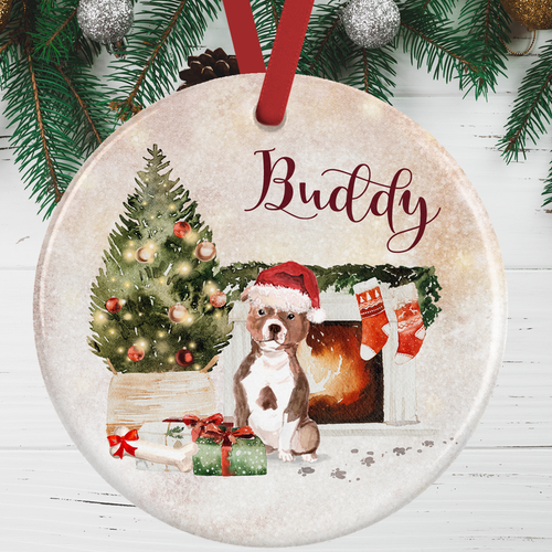 Brown Staffie Christmas Decoration