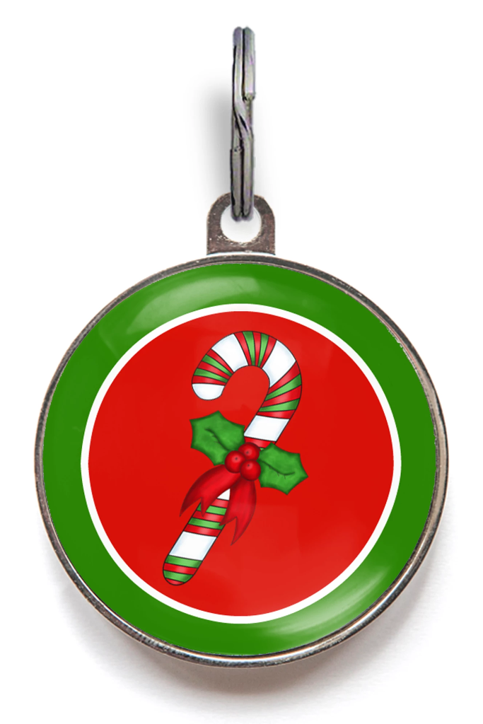 Candy Cane Pet ID Tag