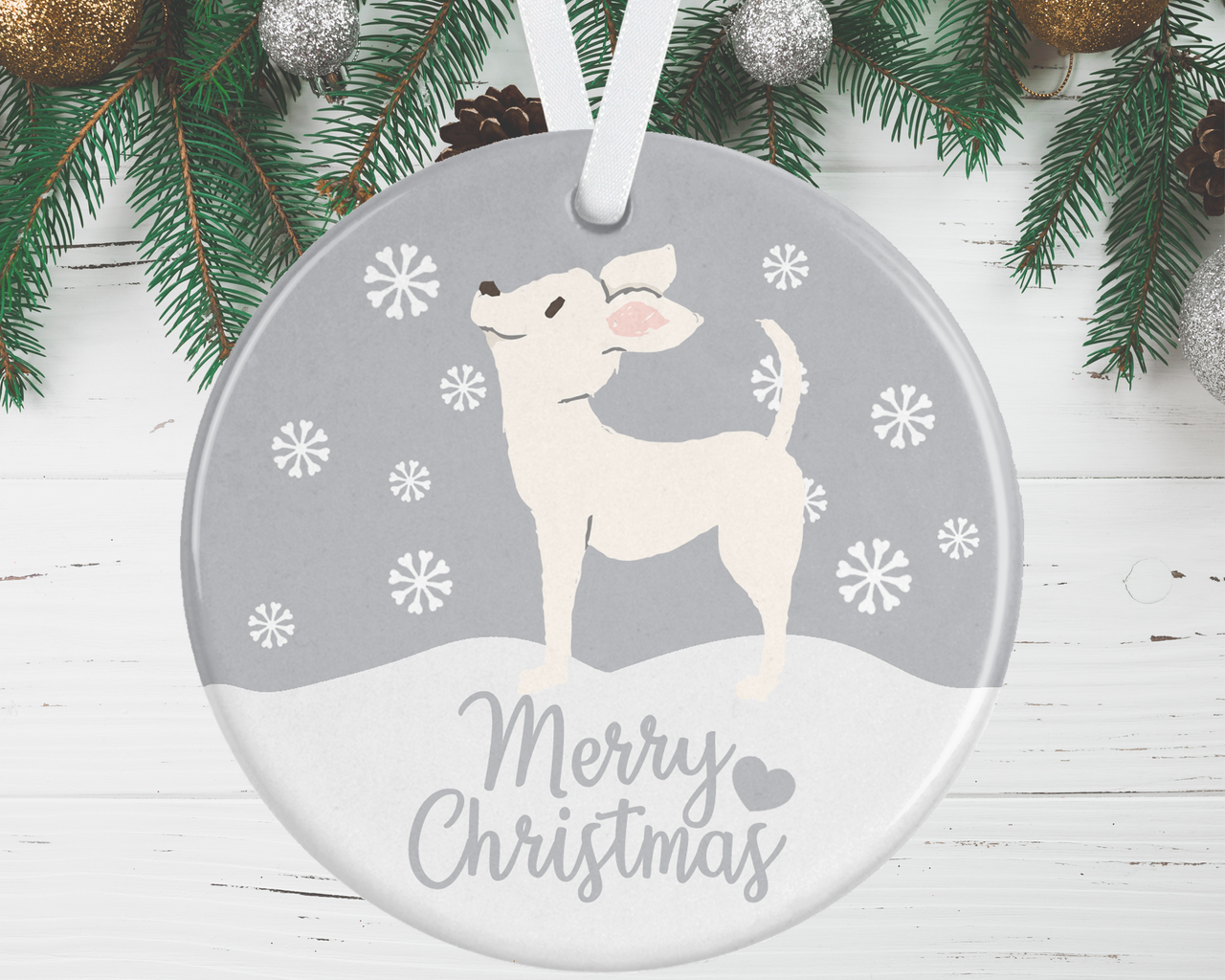 Cream Chihuahua Christmas Ornament