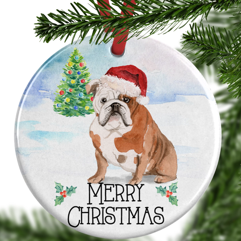 english bulldog christmas ornament