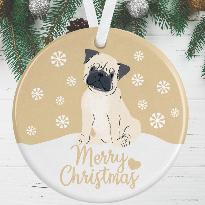 Fawn Pug Christmas Ornament
