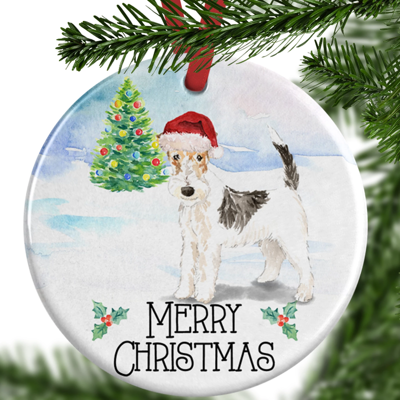 fox terrier christmas ornament