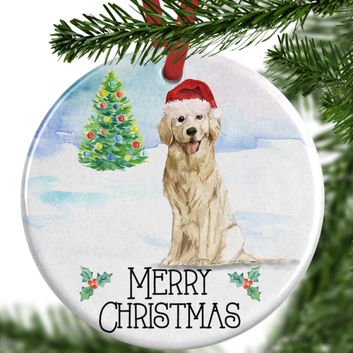 golden retriever christmas ornament