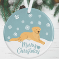 Golden Retriever Christmas Decoration - Blue